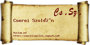 Cserei Szolón névjegykártya